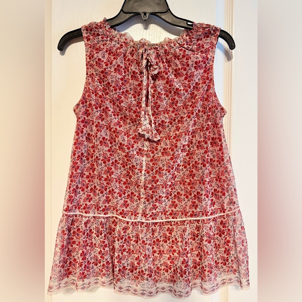 🪷Max Studio Red Floral Sleeveless Blouse